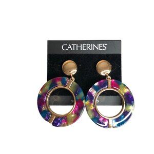 2/$30 Catherine's Earrings New Stud Dangle Gold Tone Pierced Pink Purple Blue